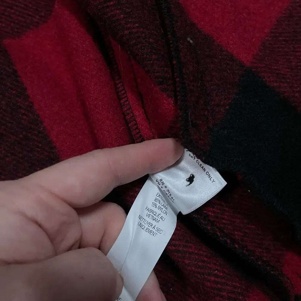 LL Bean Archive Collection Beans Stag Jacket Wool Blend Red Buffalo Plaid Medium